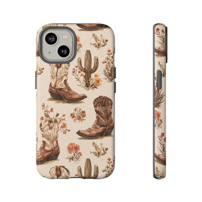 Cowboy Boots Western Phone Case Rustic Cowgirl Cactus Floral iPhone Samsung Pixel