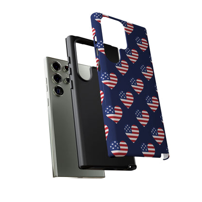 Patriotic American Flag Heart Phone Case – Tough Shockproof, USA Stars & Stripes for Iphone, Samsung Galaxy and Pixel