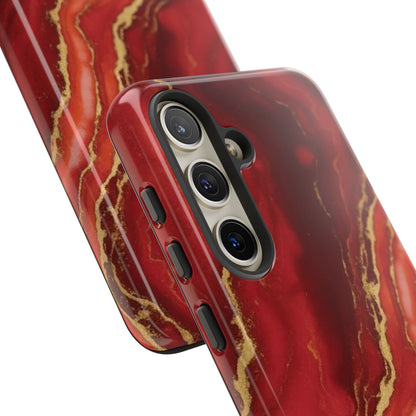 Red Agate Marble Phone Case – Gold Vein Luxury Stone Tough Case (iPhone, Samsung, Pixel)