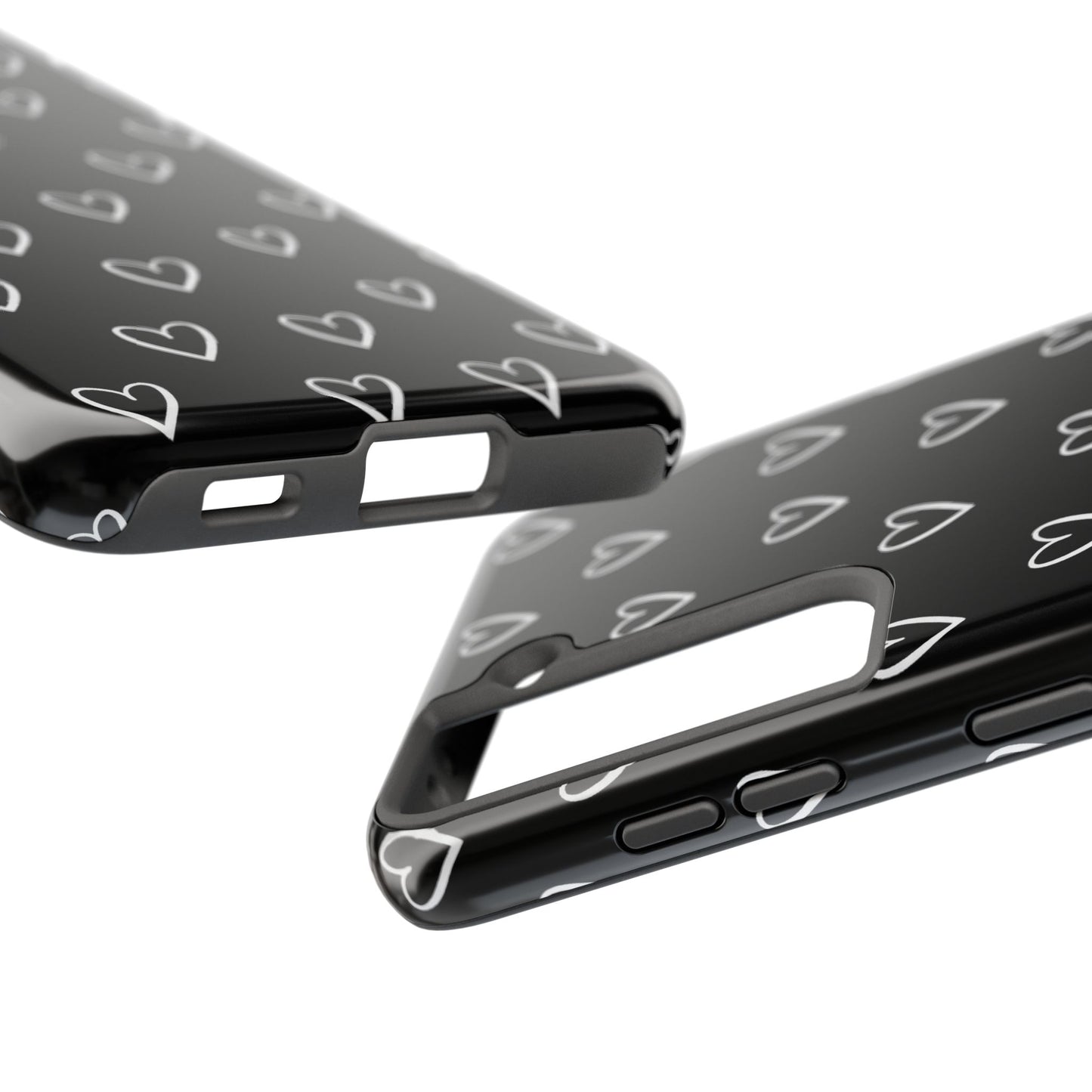 Doodle Heart Phone Case – Minimal Black & White Heart Pattern | Tough Protective Case