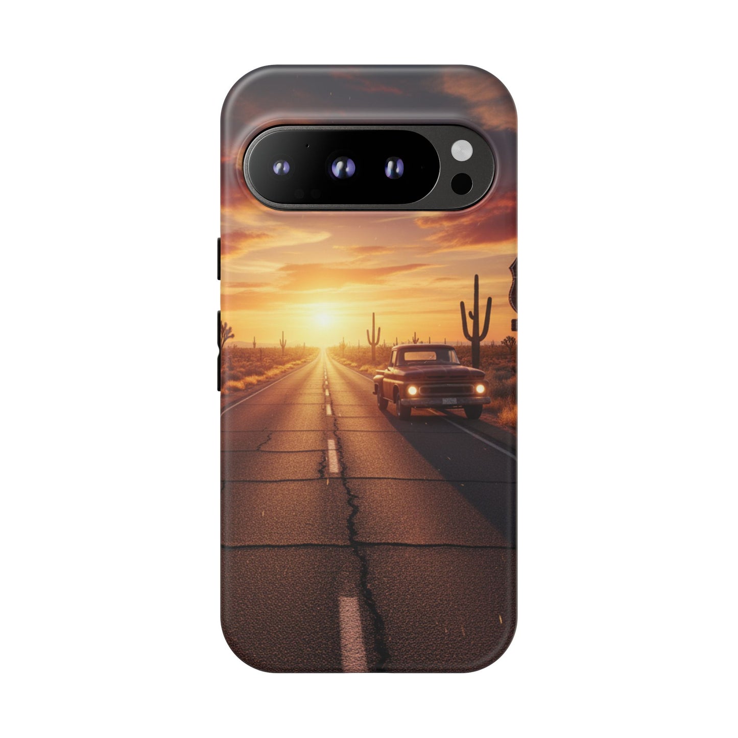 Route 66 Sunset Desert Highway Phone Case – Road Trip Travel Aesthetic Tough Case