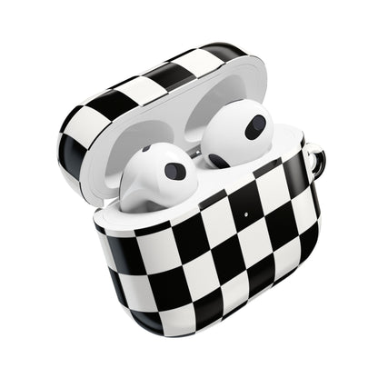 Checkerboard AirPod Case – Black & White Retro Pattern