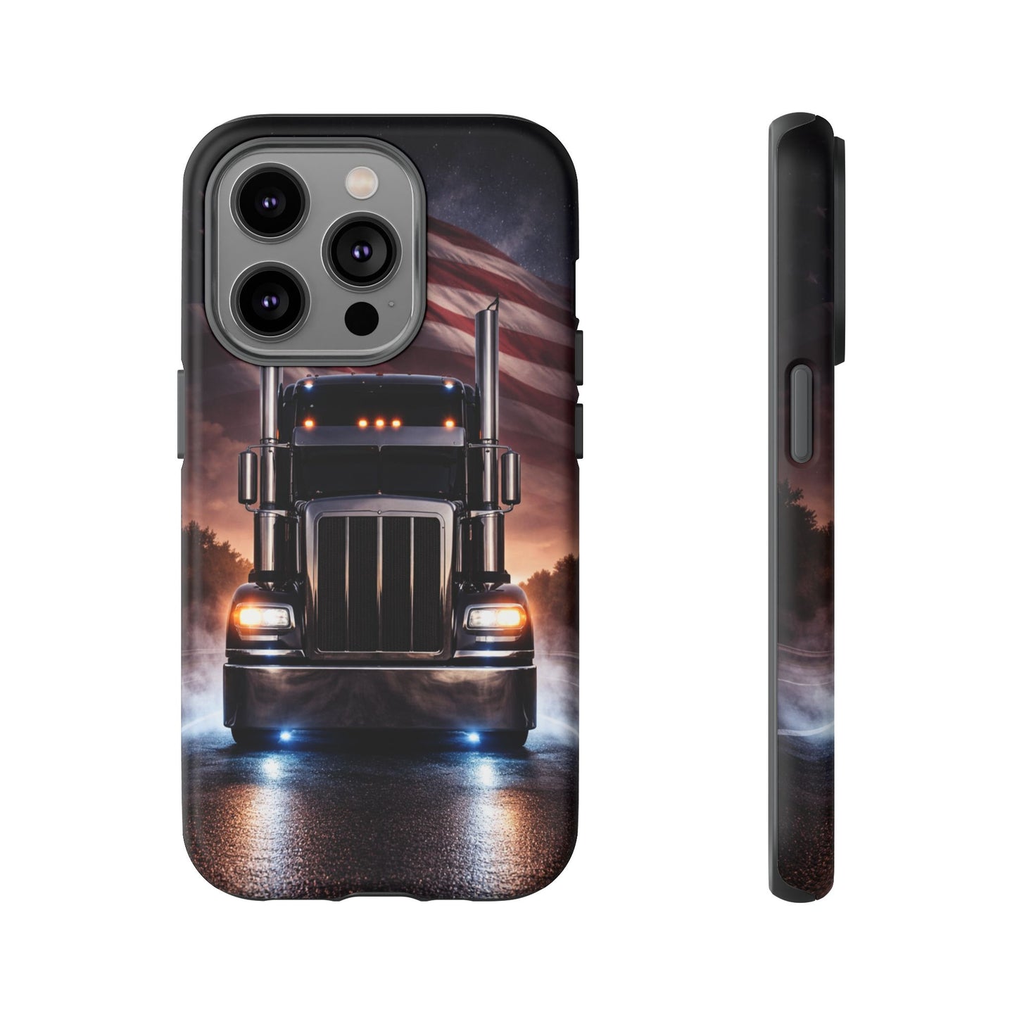 Semi Truck Phone Case American Flag Big Rig Trucker Gift iPhone Samsung