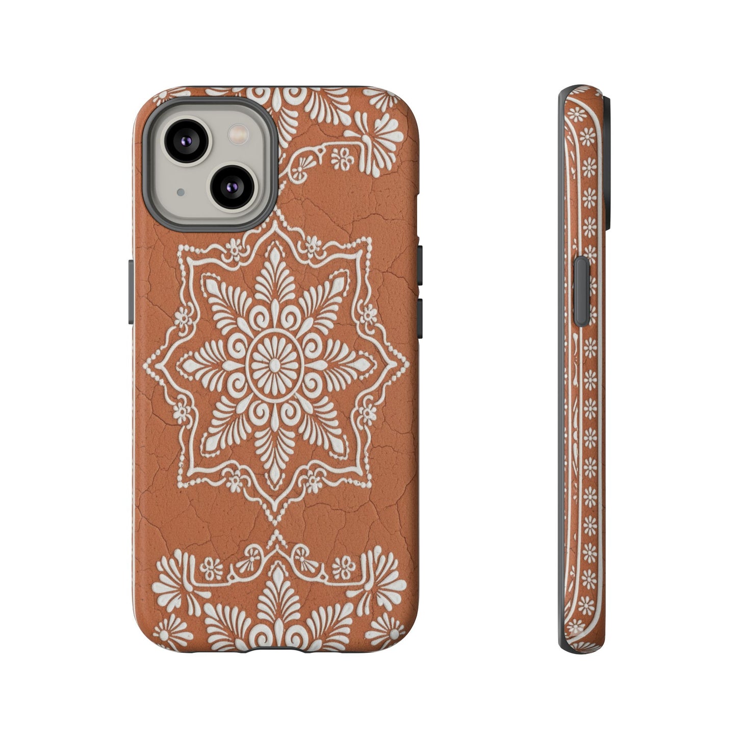 Talavera Terracotta Phone Case | Mexican Floral Pattern iPhone & Samsung Tough Case | Boho Clay Aesthetic Cover
