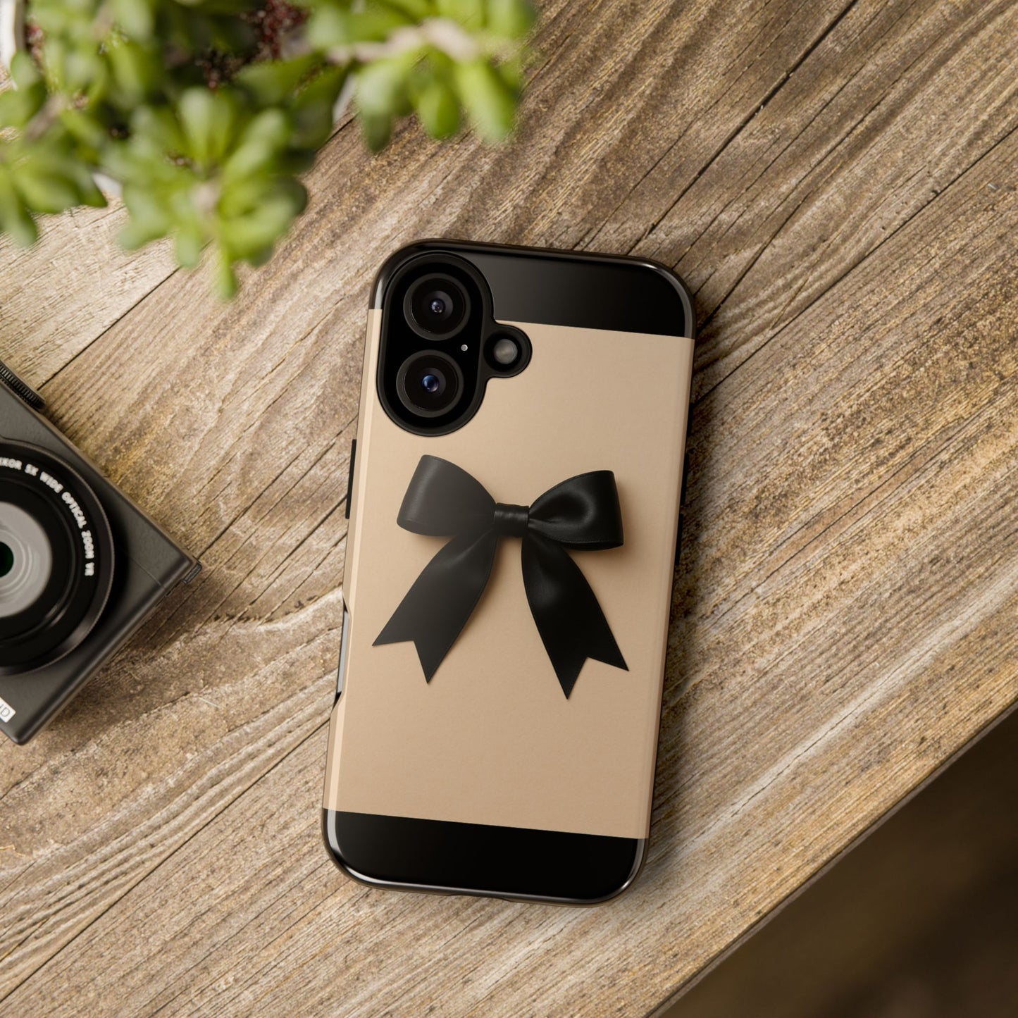 Black Bow Phone Case | Elegant Coquette Bow Design | Chic Neutral Tough Case for iPhone & Samsung