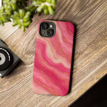 Pink Marble Phone Case | Rose Gold Swirl Aesthetic Tough Protective Case
