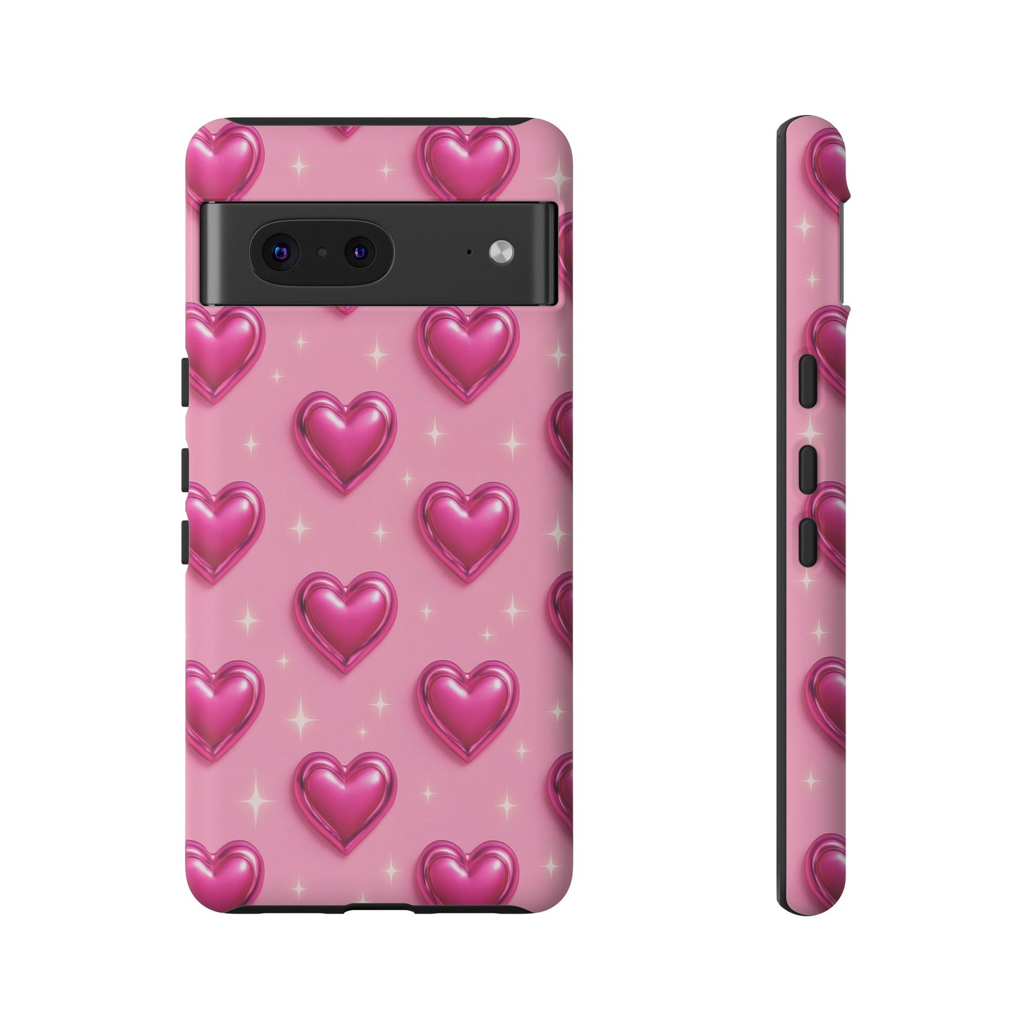 Pink Heart Pattern Phone Case | Tough Protective Case for Iphone, Samsung Galaxy and Pixel