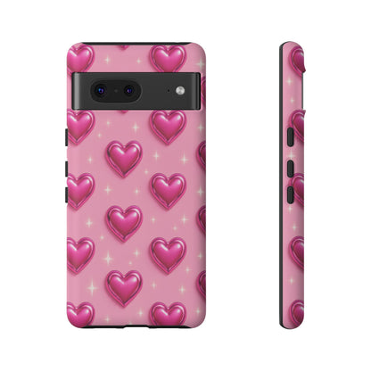 Pink Heart Pattern Phone Case | Tough Protective Case for Iphone, Samsung Galaxy and Pixel