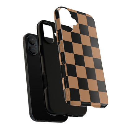 Brown Checkerboard Phone Case | Aesthetic Tough Protective Case