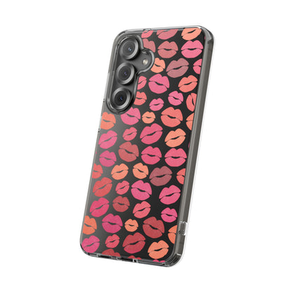 Kiss Print Clear Phone Case | Red Lip Pattern Impact-Resistant Case
