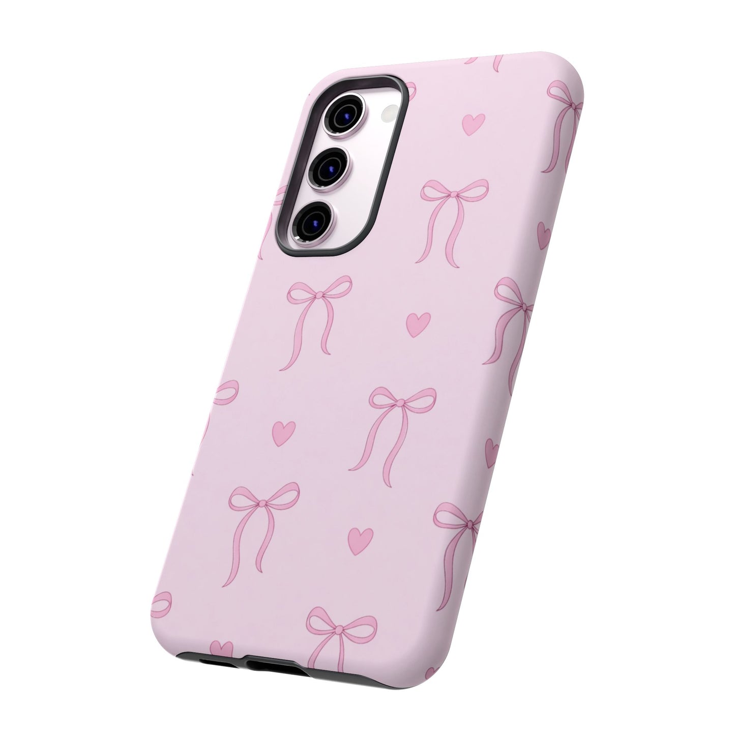 Pink Bow Heart Aesthetic Phone Case – Coquette Cute Tough Cover