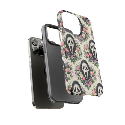 Floral Ghost Face Aesthetic Phone Case – Cute Spooky Tough Cover