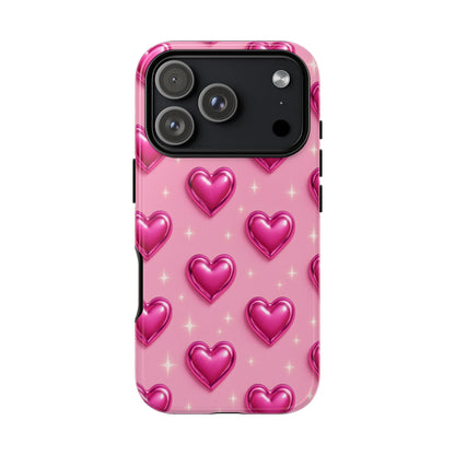 Pink Heart Pattern Phone Case | Tough Protective Case for Iphone, Samsung Galaxy and Pixel