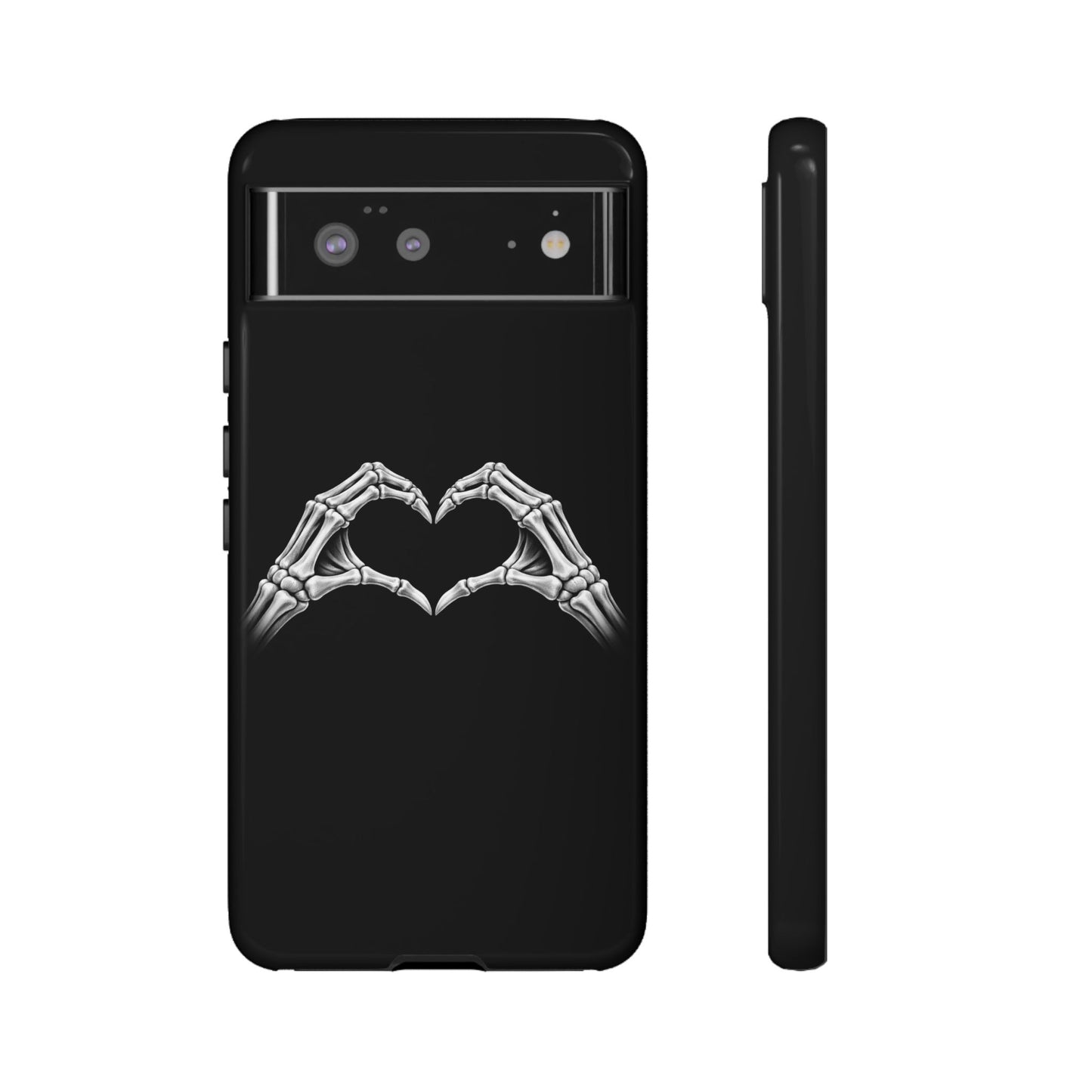 Skeleton Hands Heart Phone Case | Gothic Black Protective Cover