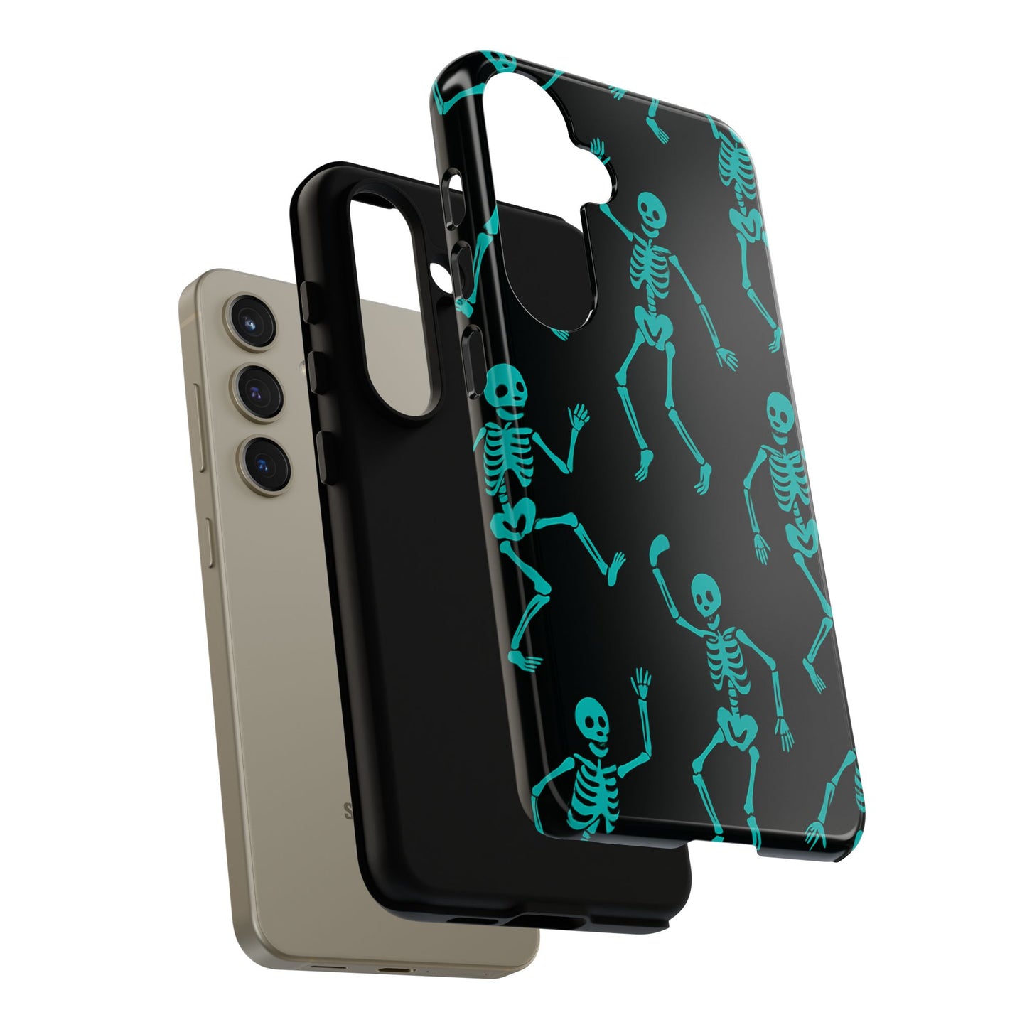Dancing Teal Skeletons Phone Case | Tough Protective Case for Iphone, Samsung Galaxy and Pixel