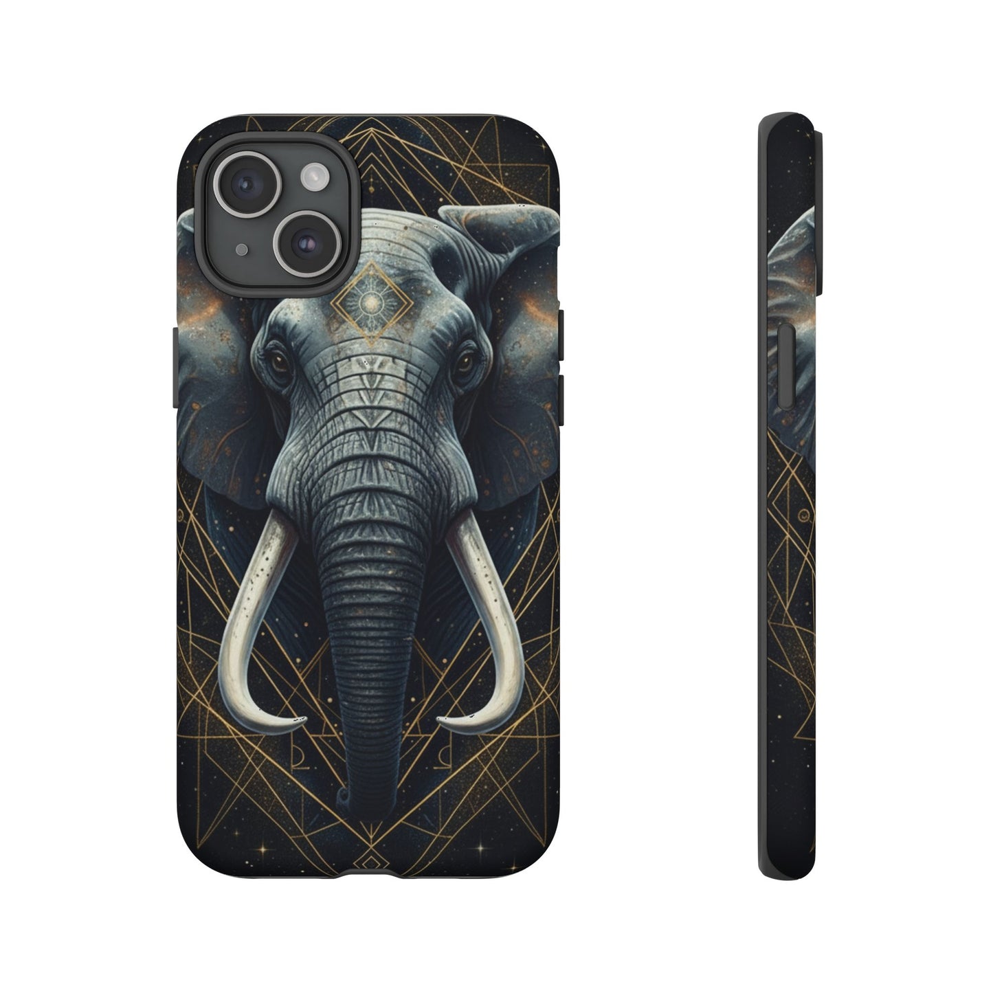 Elephant Mandala Phone Case – Black and Gold Spiritual Elephant Tough Protective Case