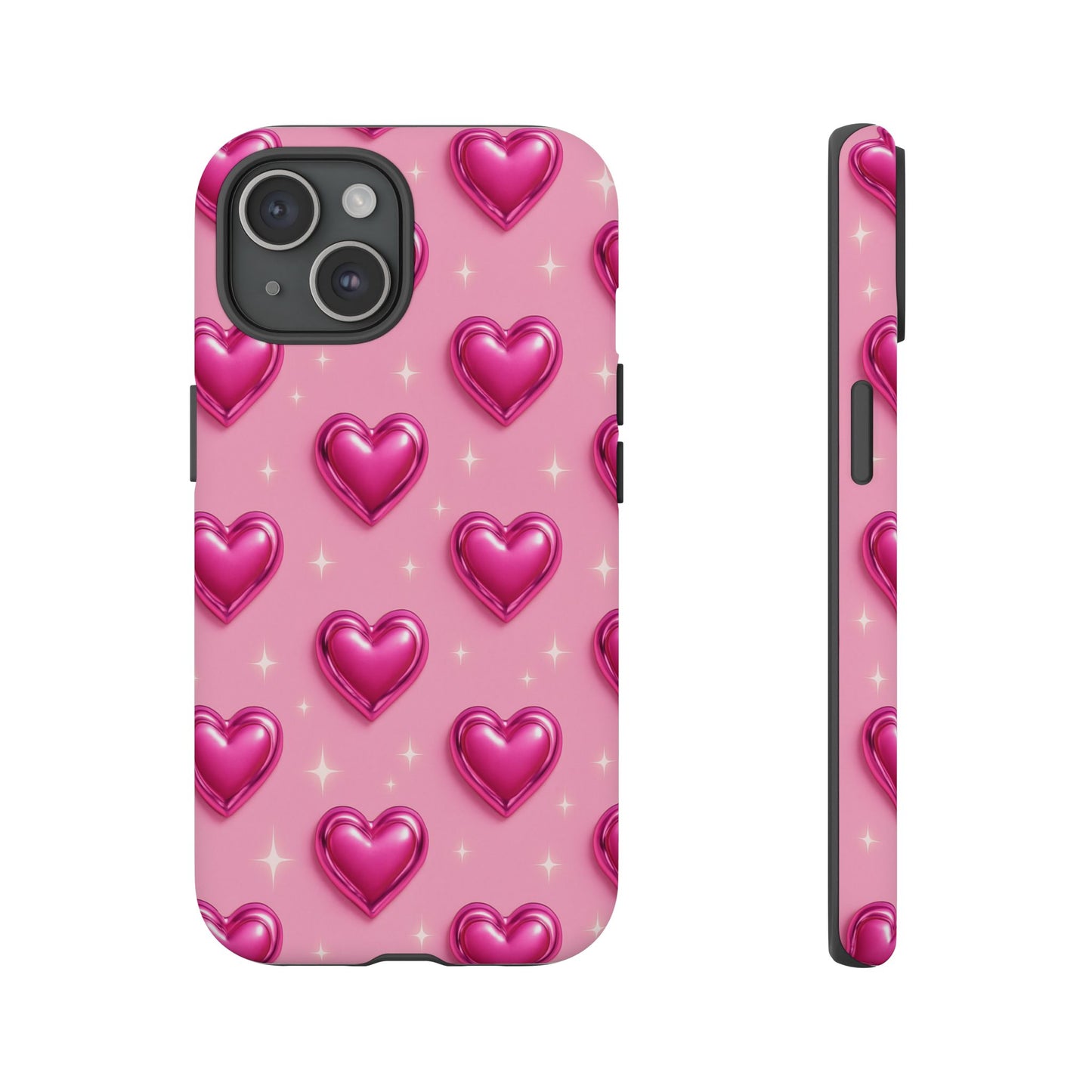 Pink Heart Pattern Phone Case | Tough Protective Case for Iphone, Samsung Galaxy and Pixel