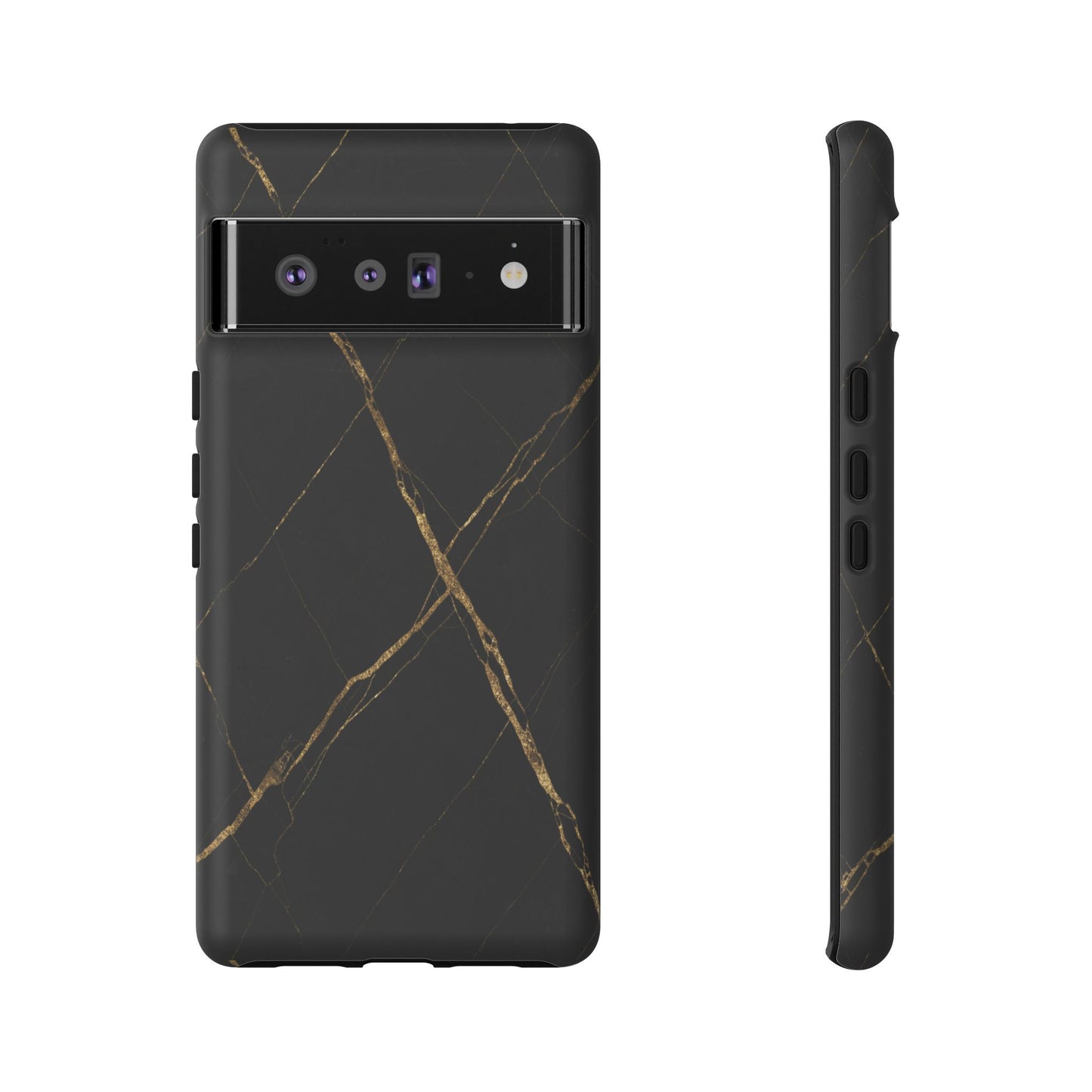 Black Marble Phone Case with Gold Veins | Minimal Luxury Tough Case