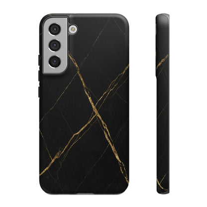 Black Marble Phone Case with Gold Veins | Minimal Luxury Tough Case