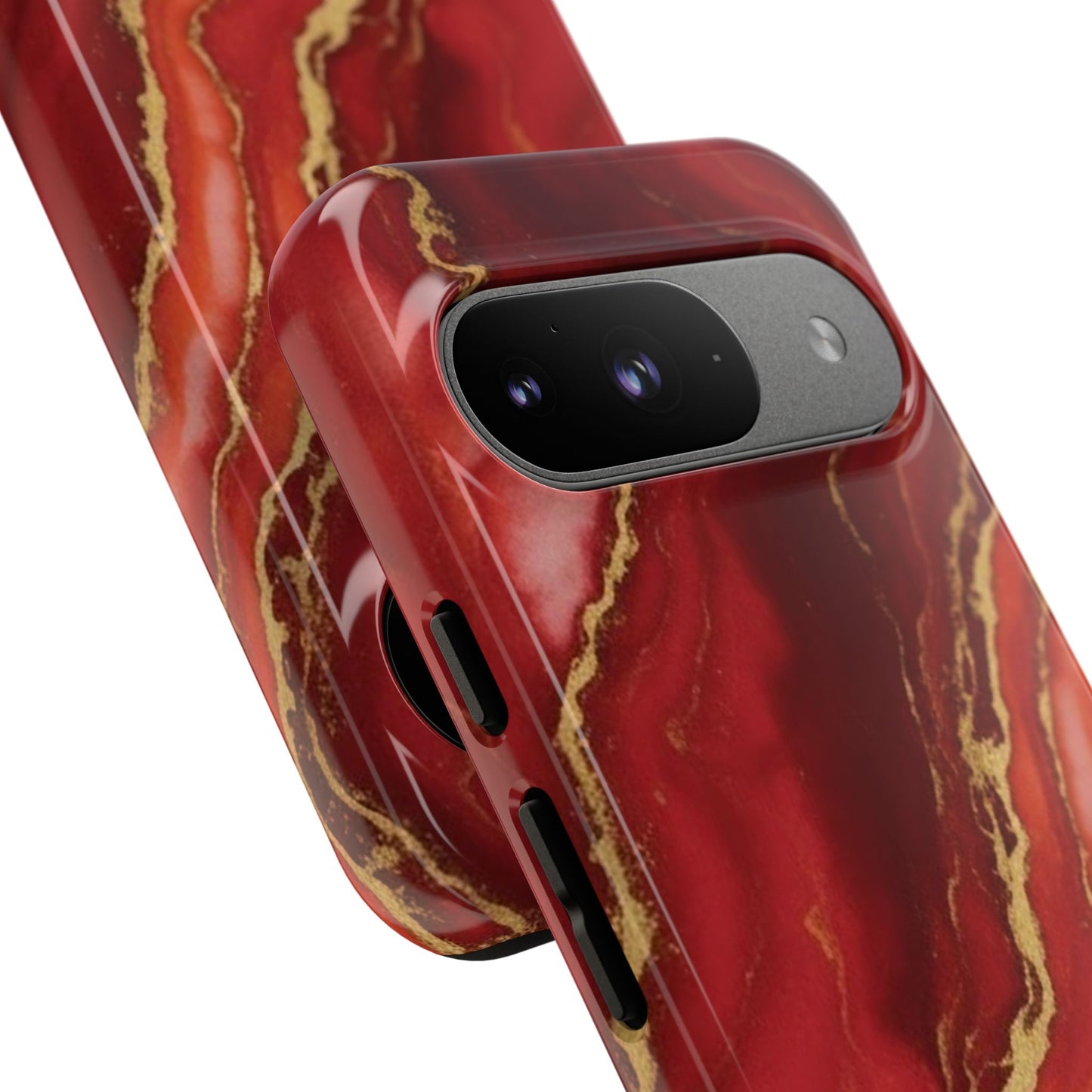 Red Agate Marble Phone Case with Gold Veins – Luxury Tough iPhone & Samsung Case