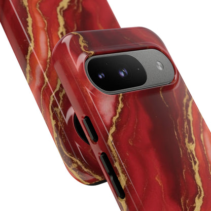 Red Agate Marble Phone Case with Gold Veins – Luxury Tough iPhone & Samsung Case