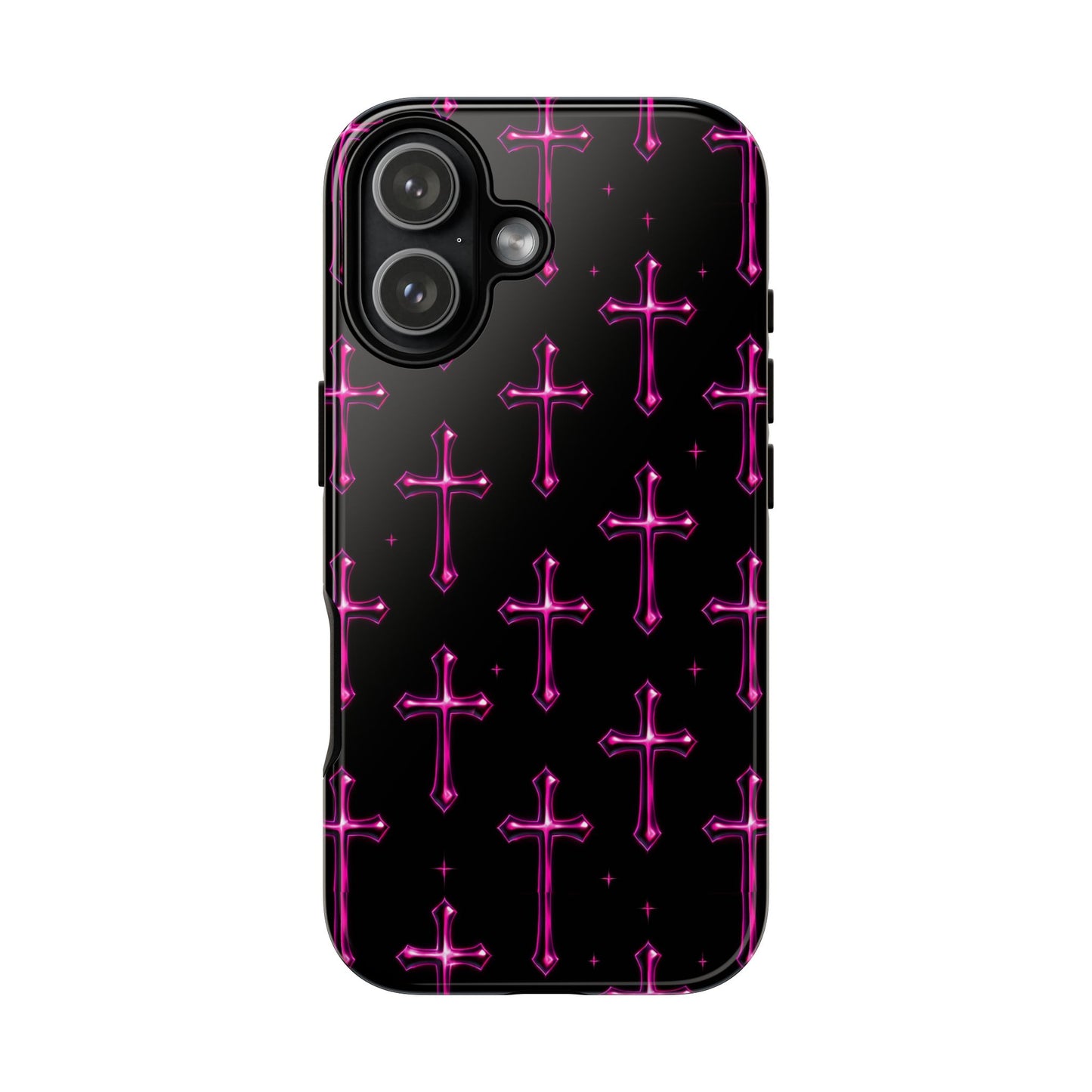 Neon Pink Cross Pattern Phone Case | Tough Protective Case for Iphone, Samsung Galaxy and Pixel