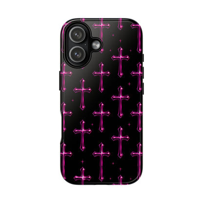 Neon Pink Cross Pattern Phone Case | Tough Protective Case for Iphone, Samsung Galaxy and Pixel