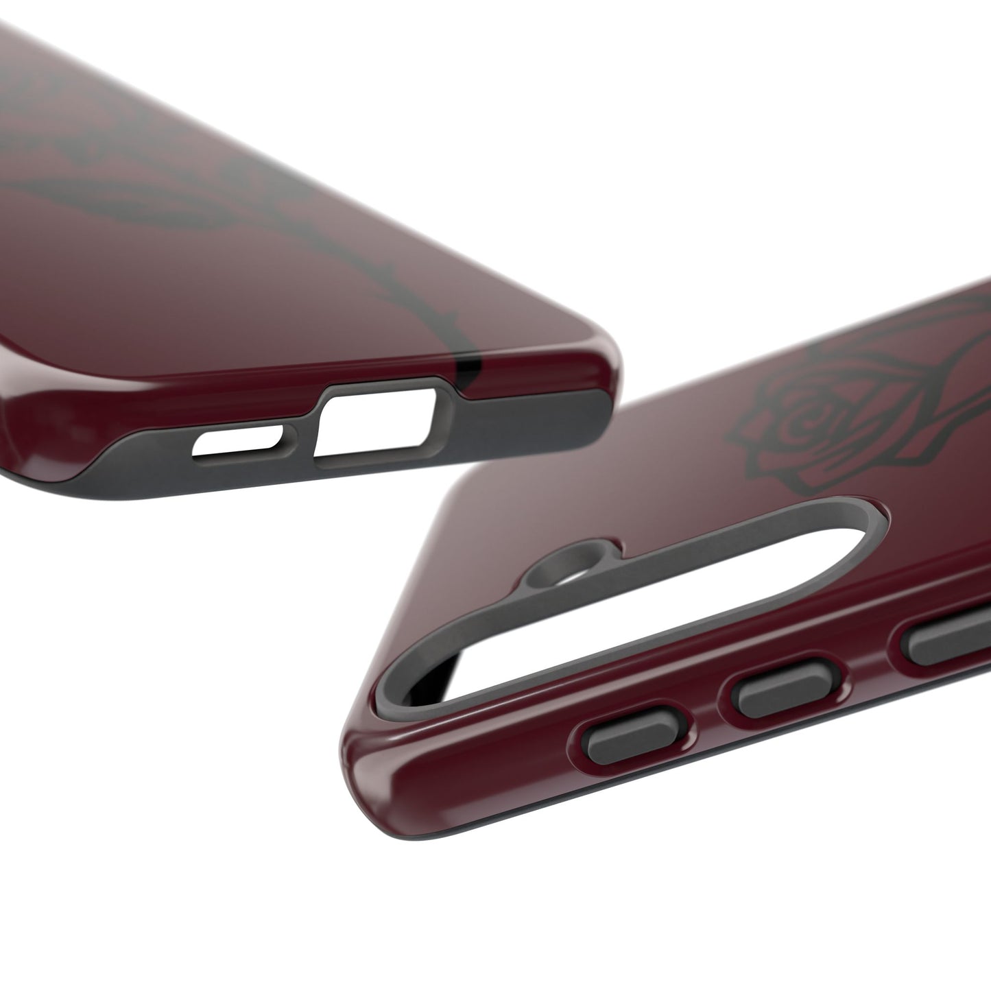Black Rose Burgundy iPhone Case | Dark Aesthetic Shockproof Protective Cover
