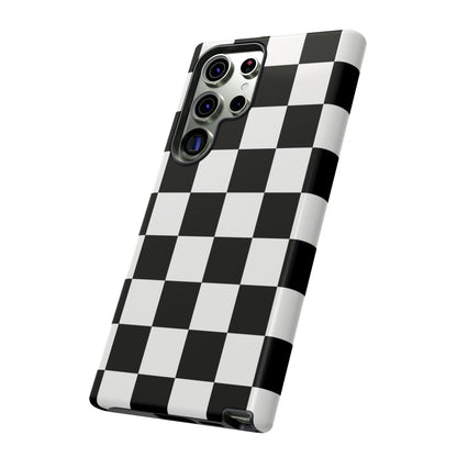 Black & White Checkerboard Phone Case – Classic Aesthetic Tough Protective Case for Iphone, Samsung Galaxy and Pixel