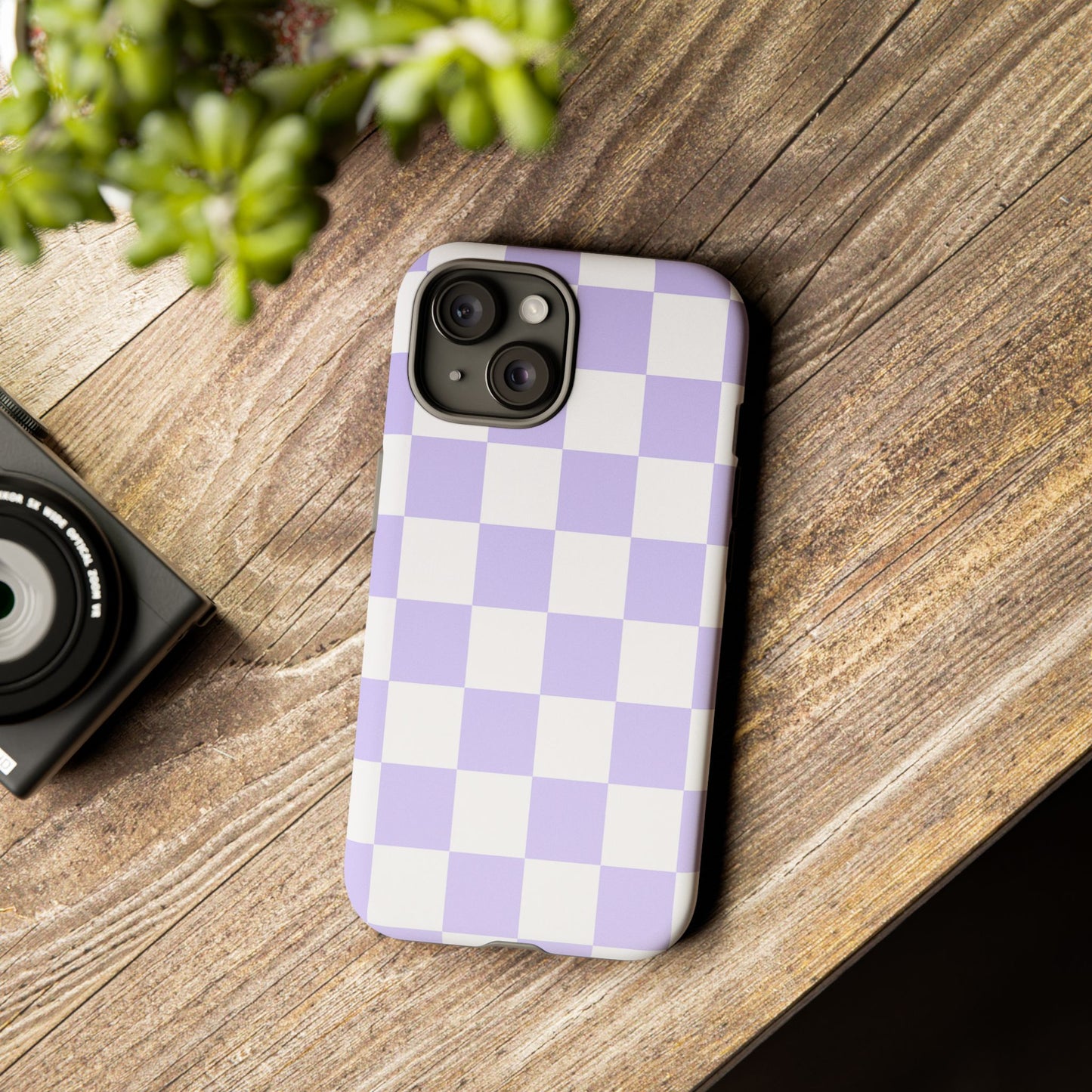 Lavender Checkerboard Phone Case | Pastel Aesthetic Tough Case