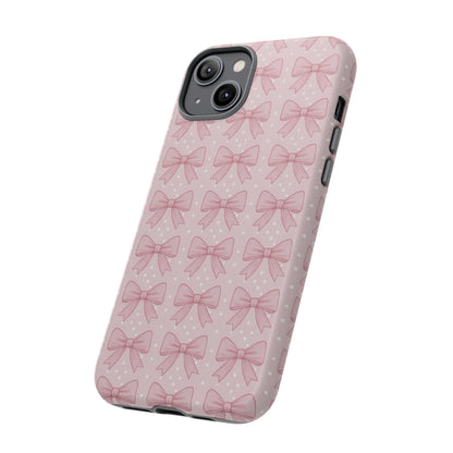 Pink Bow Pattern Phone Case – Soft Coquette Aesthetic Tough Case