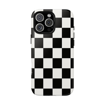 Black & White Checkerboard Phone Case – Classic Aesthetic Tough Protective Case for Iphone, Samsung Galaxy and Pixel