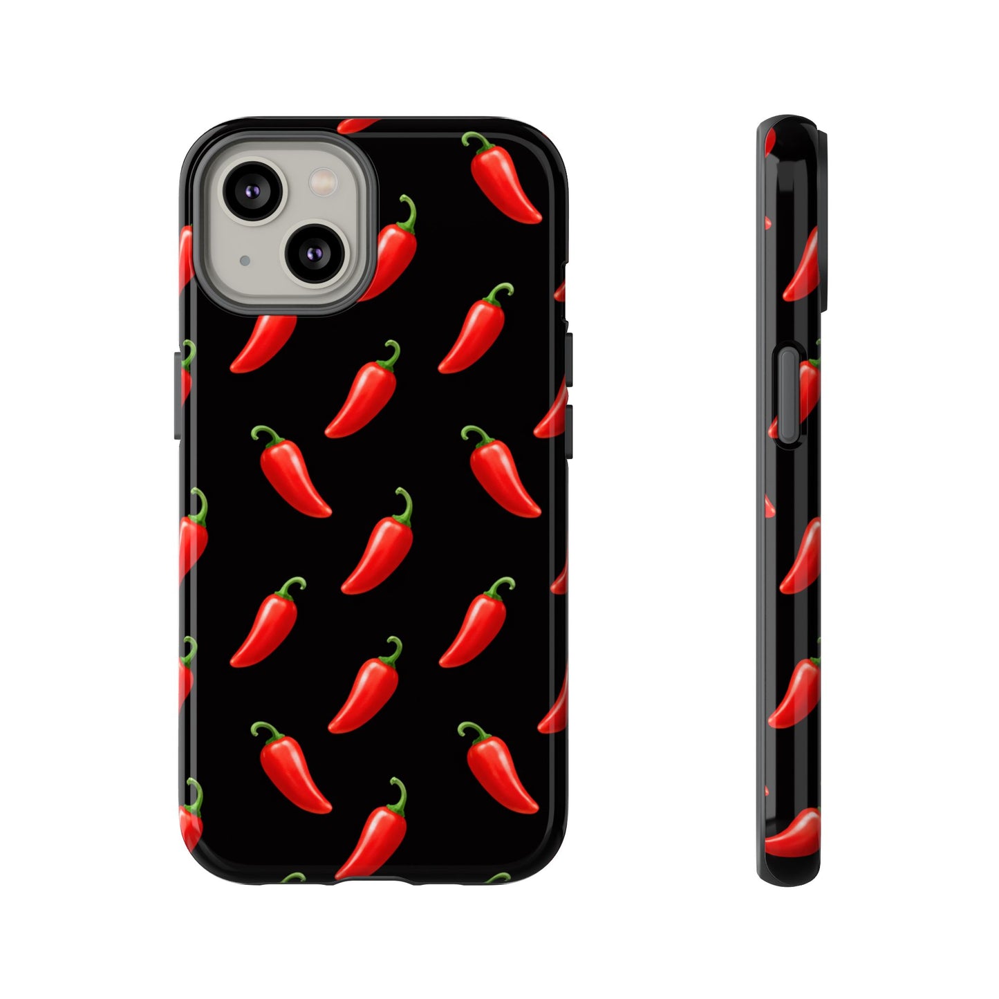 Spicy Chili Pepper Phone Case – Black Cute Hot Pepper Tough Cover for Iphone, Samsung Galaxy and Pixel