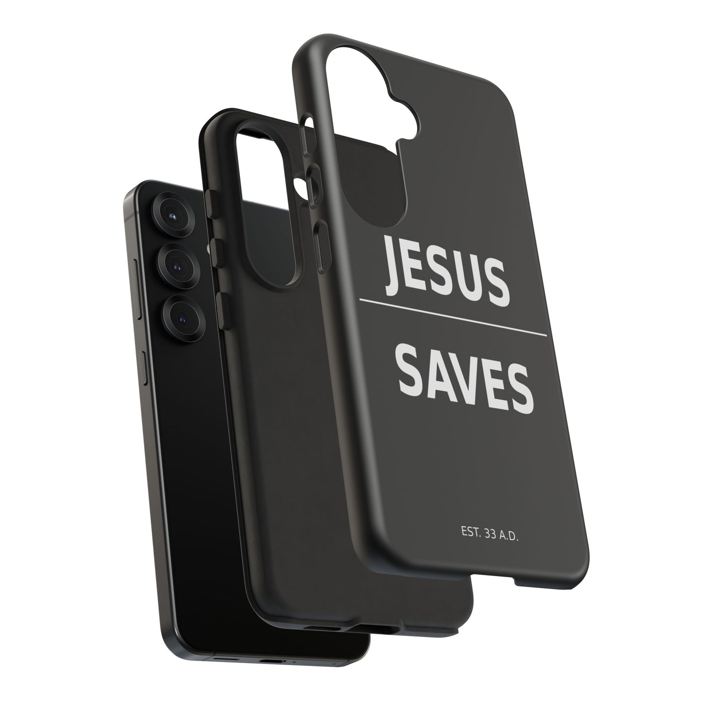 Jesus Saves Phone Case Christian Religious Minimalist Black Tough Cover