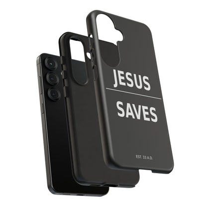 Jesus Saves Phone Case Christian Religious Minimalist Black Tough Cover
