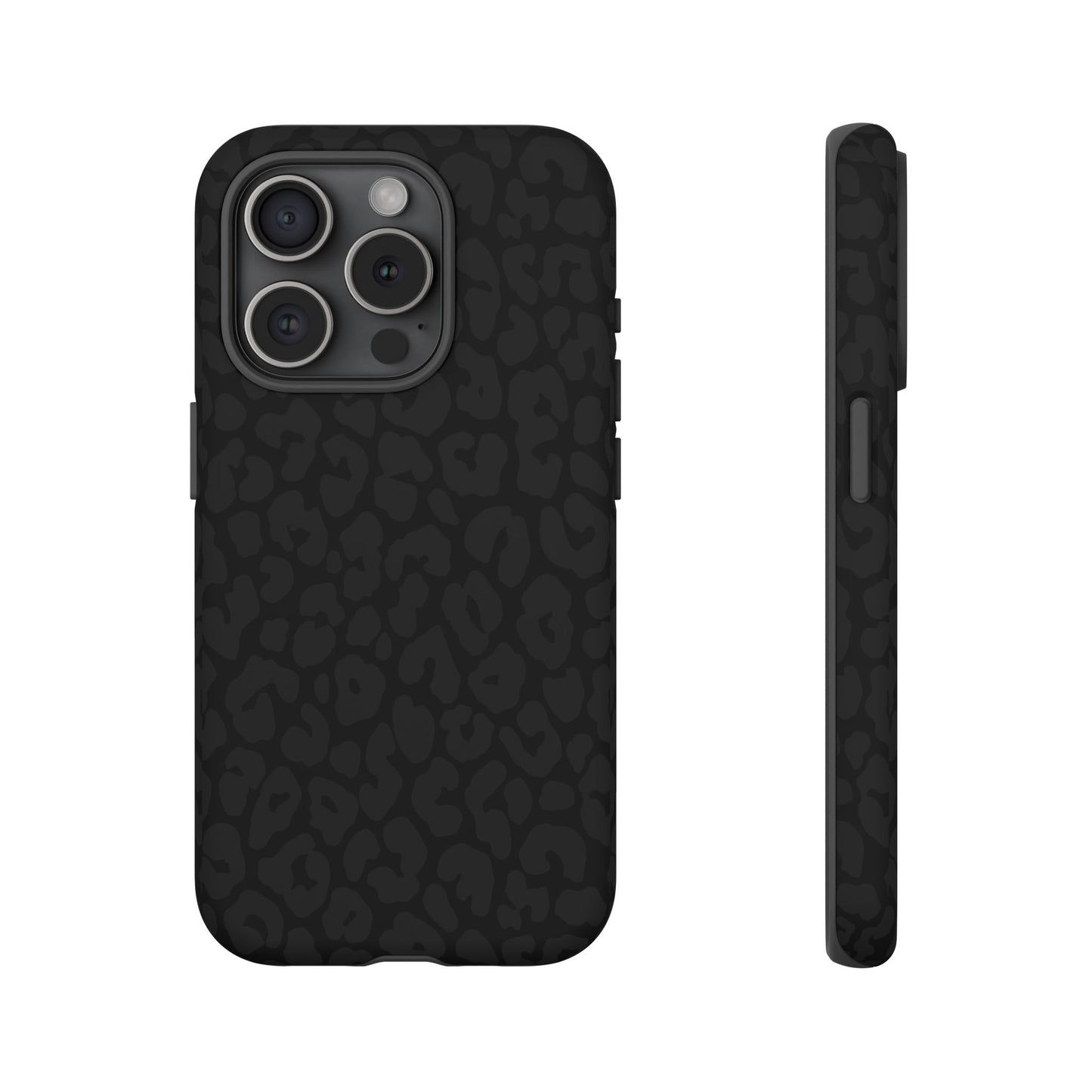 Black Leopard Phone Case | Black on Black Leopard Print Tough iPhone & Samsung Case | Matte or Glossy Protective Cover