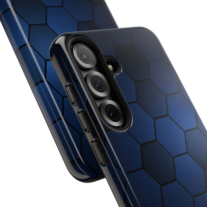 Blue Hexagon Gradient Phone Case | Honeycomb Geometric Tech Aesthetic | Minimalist Tough Case for iPhone & Samsung