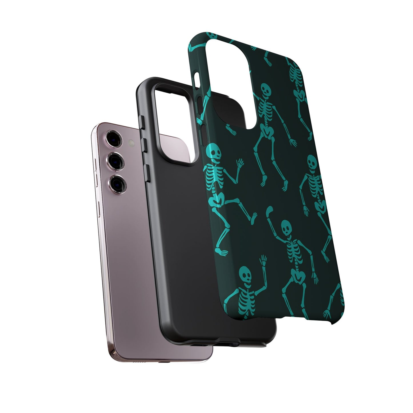 Dancing Teal Skeletons Phone Case | Tough Protective Case for Iphone, Samsung Galaxy and Pixel