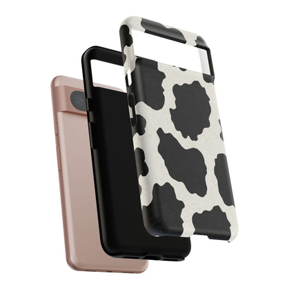Black & White Cow Print Phone Case | Western Aesthetic iPhone & Samsung Tough Case