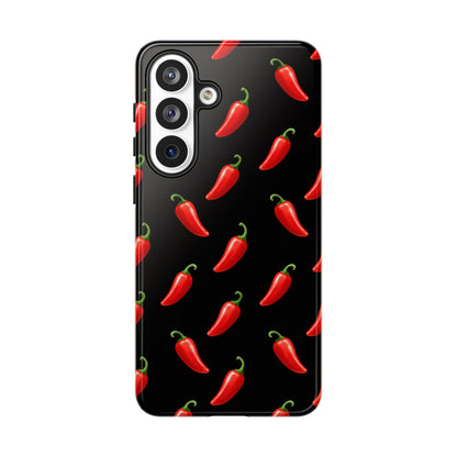 Spicy Chili Pepper Phone Case – Black Cute Hot Pepper Tough Cover for Iphone, Samsung Galaxy and Pixel