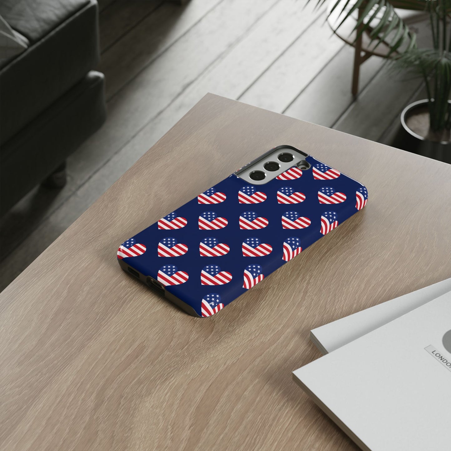 Patriotic American Flag Heart Phone Case – Tough Shockproof, USA Stars & Stripes for Iphone, Samsung Galaxy and Pixel