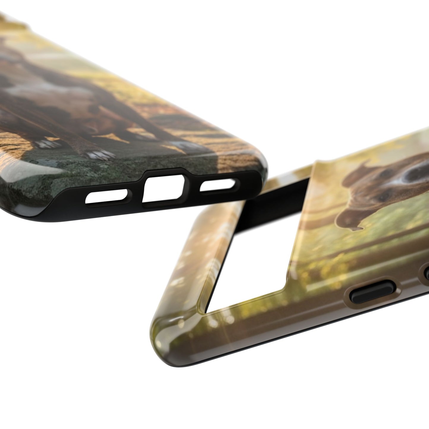 Pitbull Portrait Phone Case | Dog Lover Tough Case, Sunset Forest