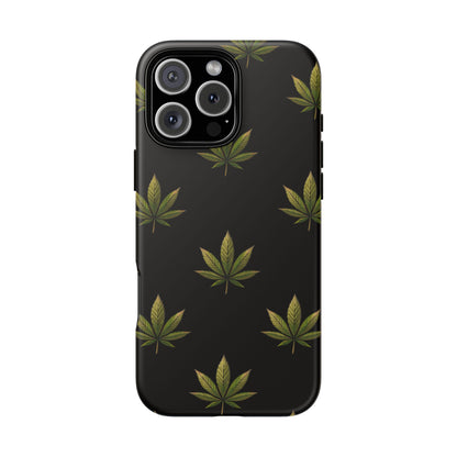 Cannabis Leaf Phone Case Green Weed Leaf Pattern Tough Protective Cover