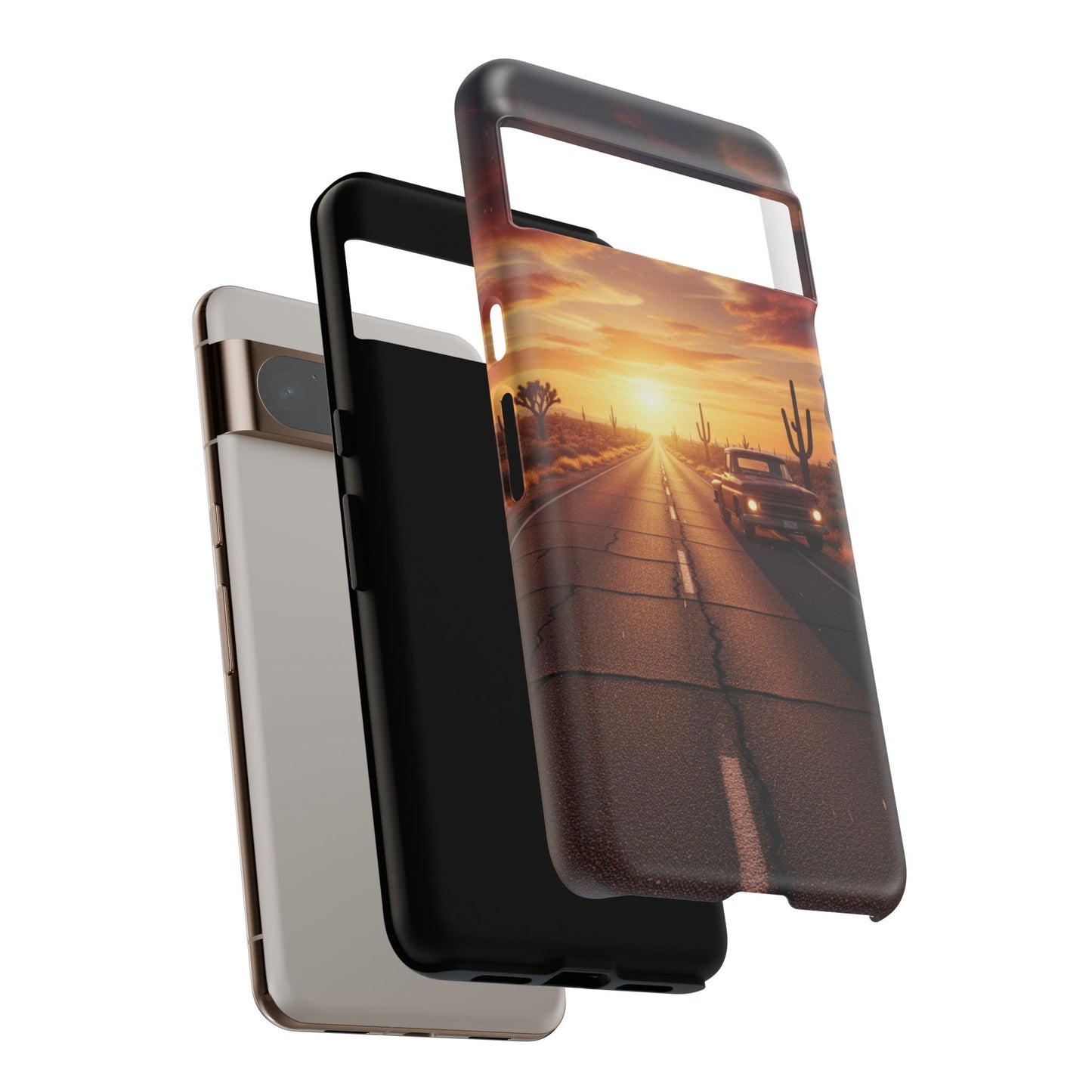 Route 66 Sunset Desert Highway Phone Case – Road Trip Travel Aesthetic Tough Case