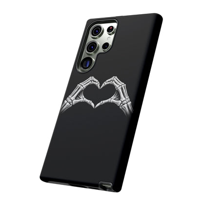 Skeleton Hands Heart Phone Case | Gothic Black Protective Cover
