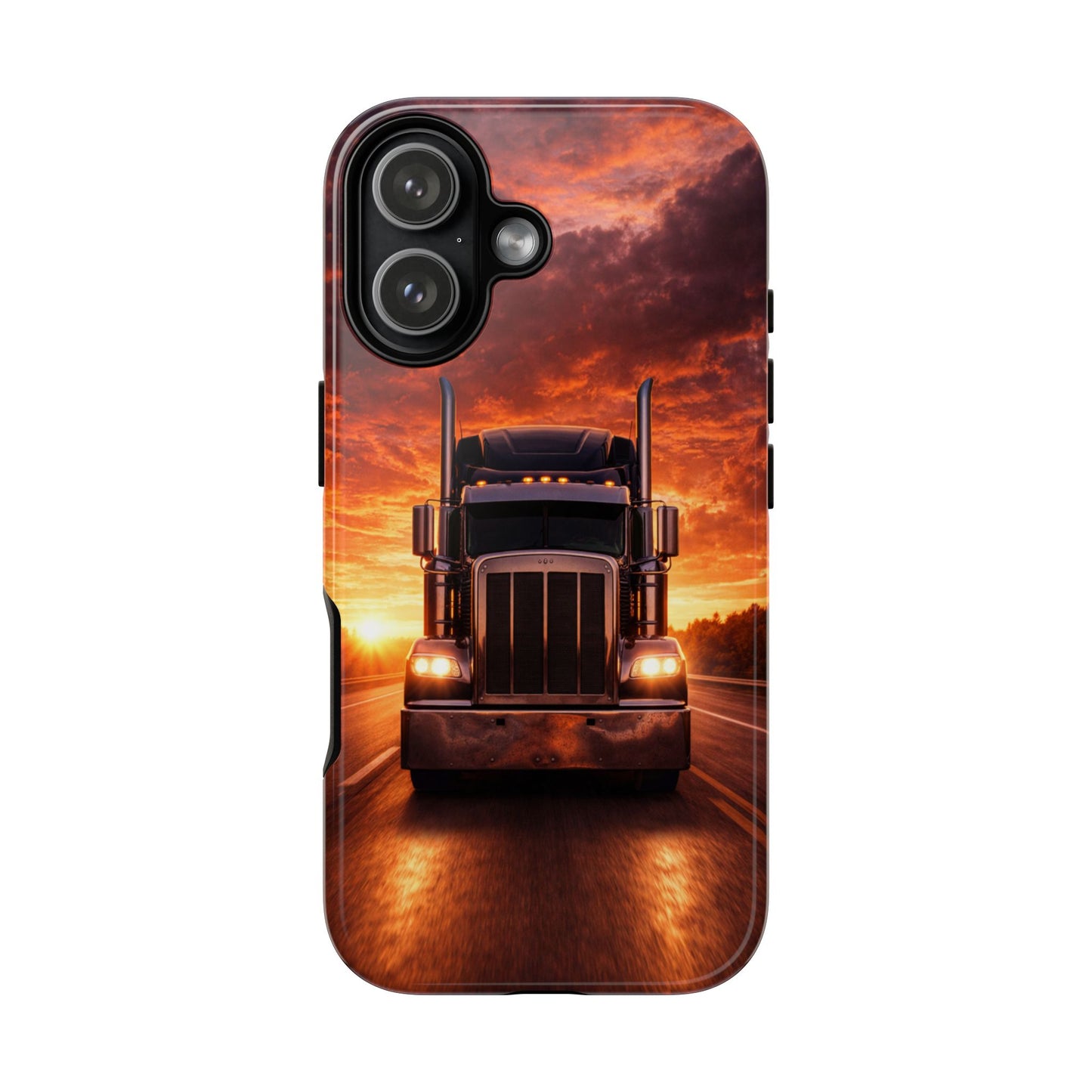Big Rig Truck Phone Case Sunset Highway Semi Truck iPhone Samsung Cover