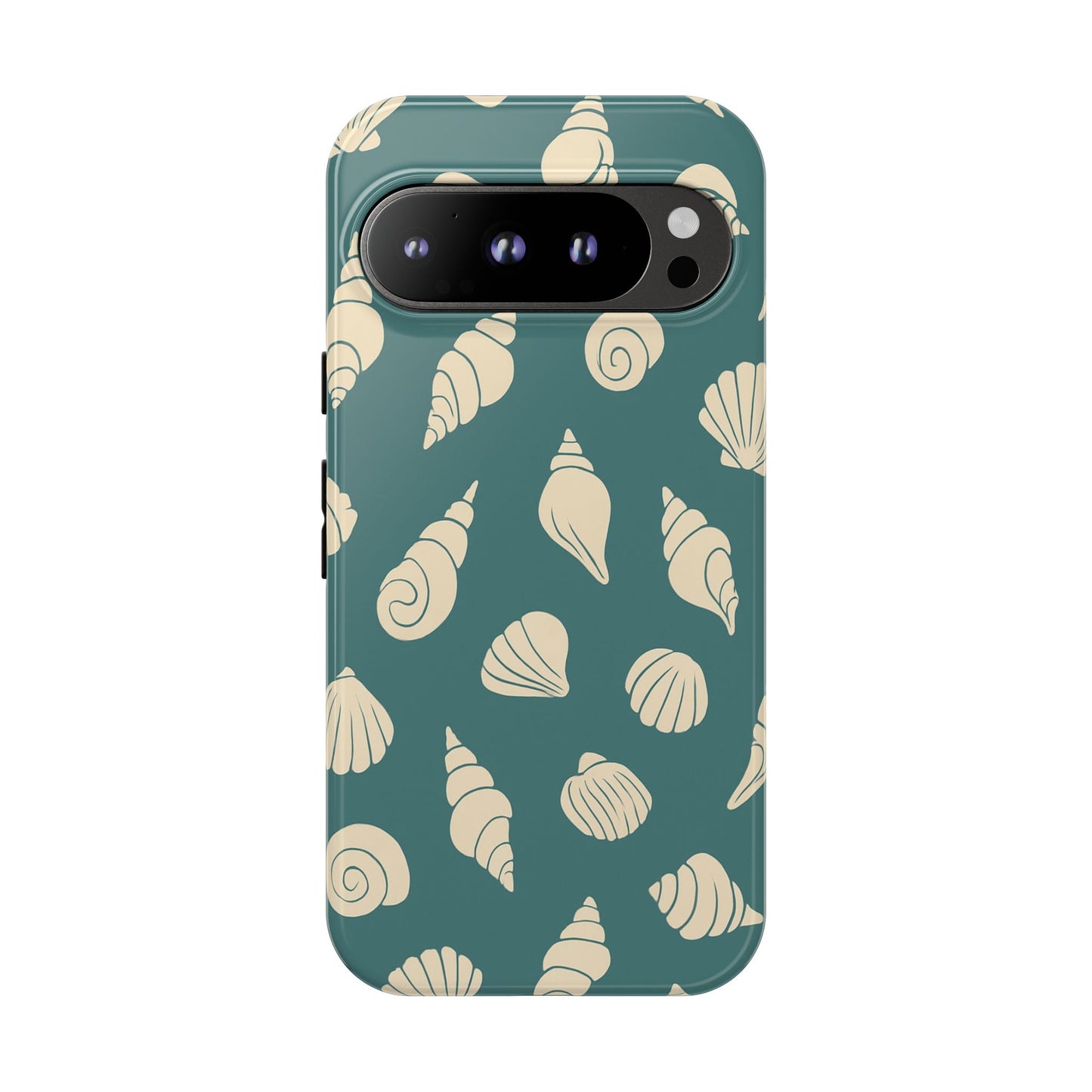 Seashell Pattern Phone Case | Teal Coastal Shells Tough Case for Iphone, Samsung Galaxy and Pixel
