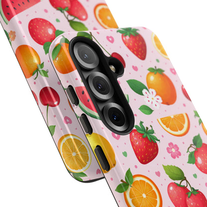 Fruit Phone Case – Tough Shockproof, Strawberry Cherry Citrus Summer Design for Iphone, Samsung Galaxy and Pixel
