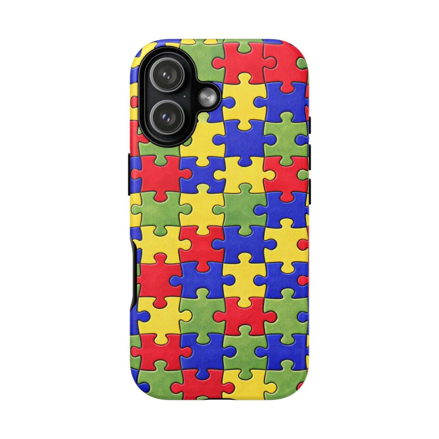 Colorful Puzzle Phone Case, Autism Awareness Jigsaw Design, Tough Protective Case, iPhone & Samsung Case, Vibrant Puzzle Pattern