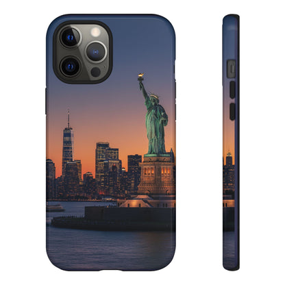 Statue of Liberty Sunset Phone Case – New York City Skyline Travel Aesthetic Tough Case